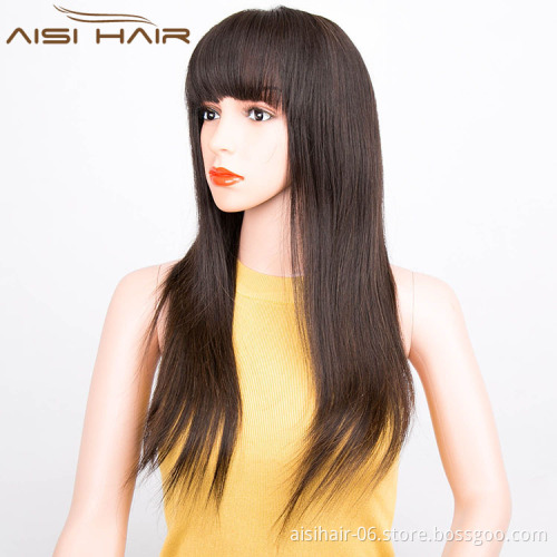 Aisi Hair 2018 New Arrival 16 Inch Long Silky Straight Natural Black Brazilian Full Lace Human Hair Wigs For Black Women
